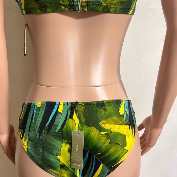 NWT J. CREW Set Jungle Tropical Leaf Green Yellow Mix Bikini 34B XS Set - Picture 8 of 13